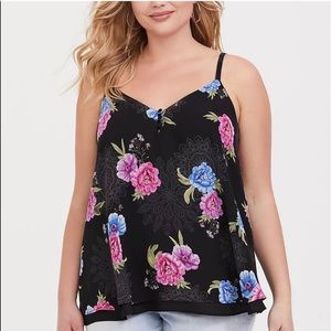 Torrid Sophie Cami size 1 black with pink and blue florals